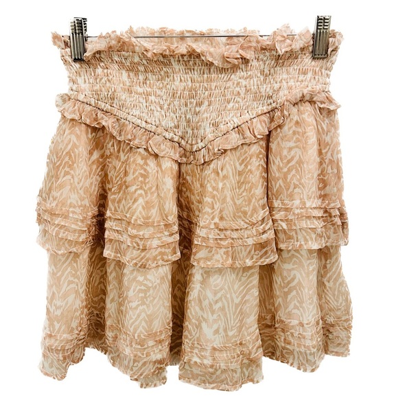 Cleobella Kenna Mini Skirt Small zebra blush pink ruffle - Picture 2 of 10